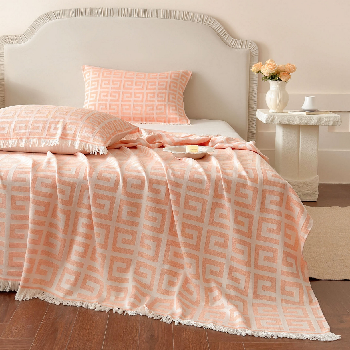 91家纺网 家纺一手货源 找家纺 （总）朴尔家纺-毛巾被 2026新款长绒棉100s贡缎丝光棉纯棉流苏纱布毛巾被三件套