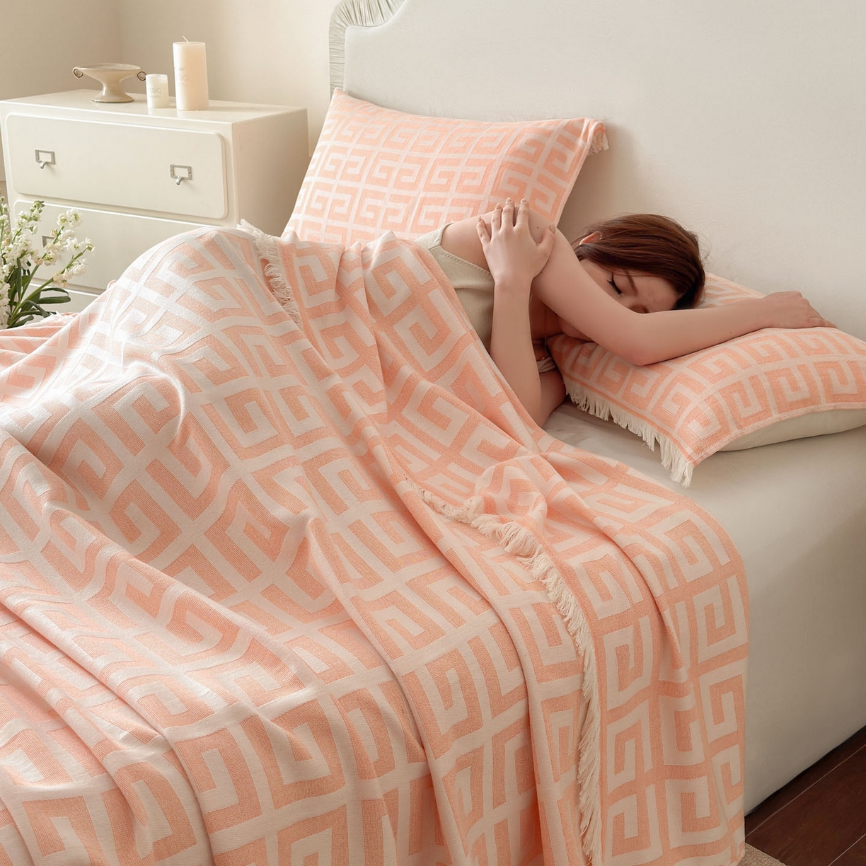 91家纺网 家纺一手货源 找家纺 （总）朴尔家纺-毛巾被 2026新款长绒棉100s贡缎丝光棉纯棉流苏纱布毛巾被三件套