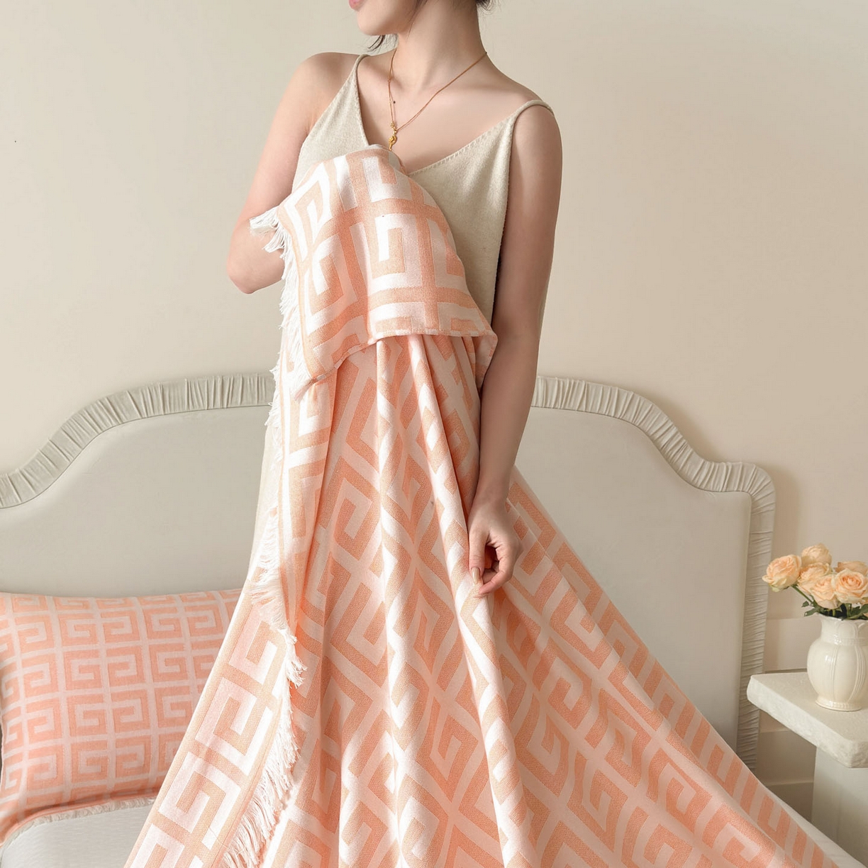 91家纺网 家纺一手货源 找家纺 （总）朴尔家纺-毛巾被 2026新款长绒棉100s贡缎丝光棉纯棉流苏纱布毛巾被三件套