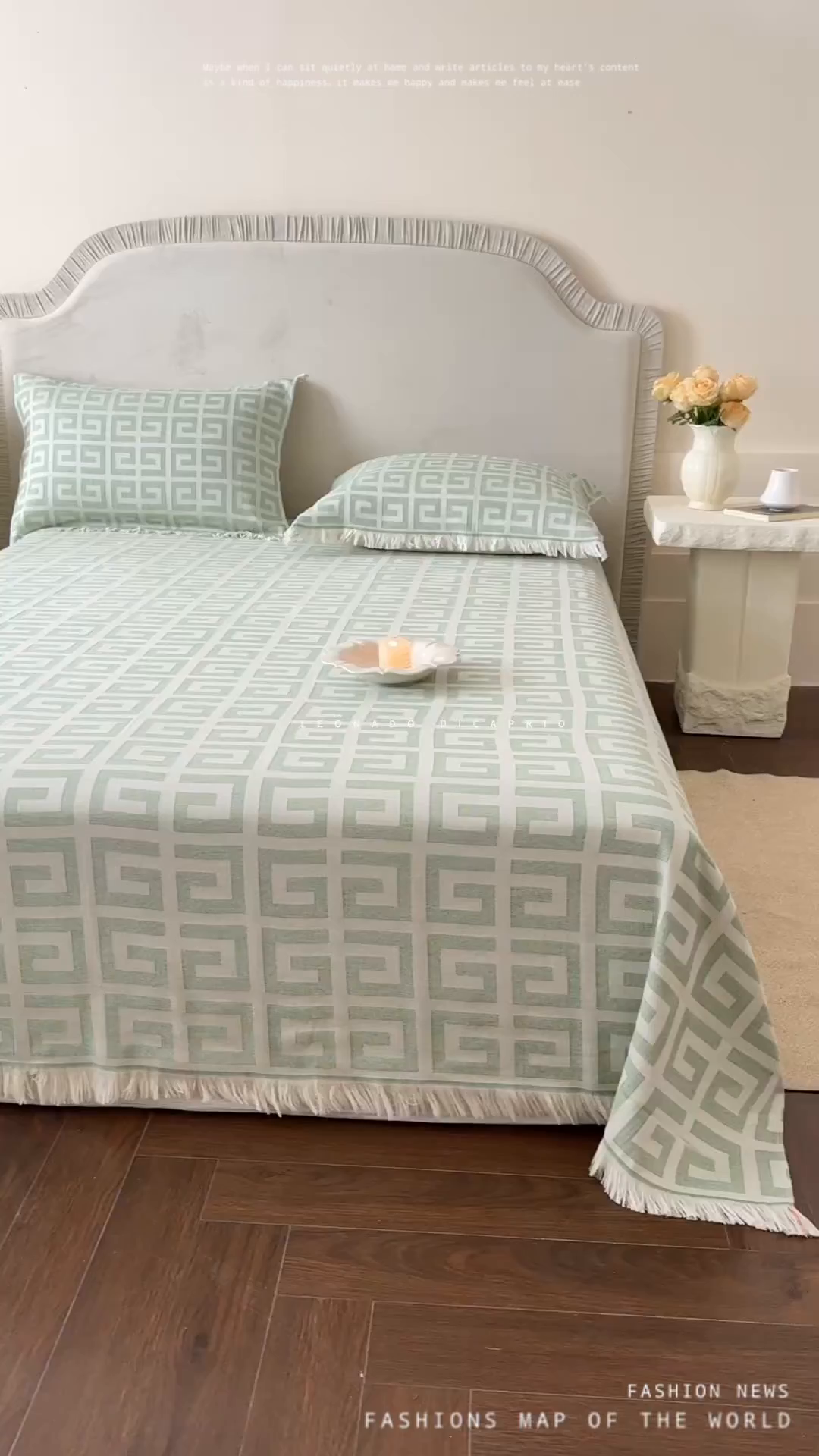 91家纺网 家纺一手货源 找家纺 朴尔家纺-毛巾被 2026新款长绒棉100s贡缎丝光棉纯棉流苏纱布毛巾被三件套 巴宝方格-绿