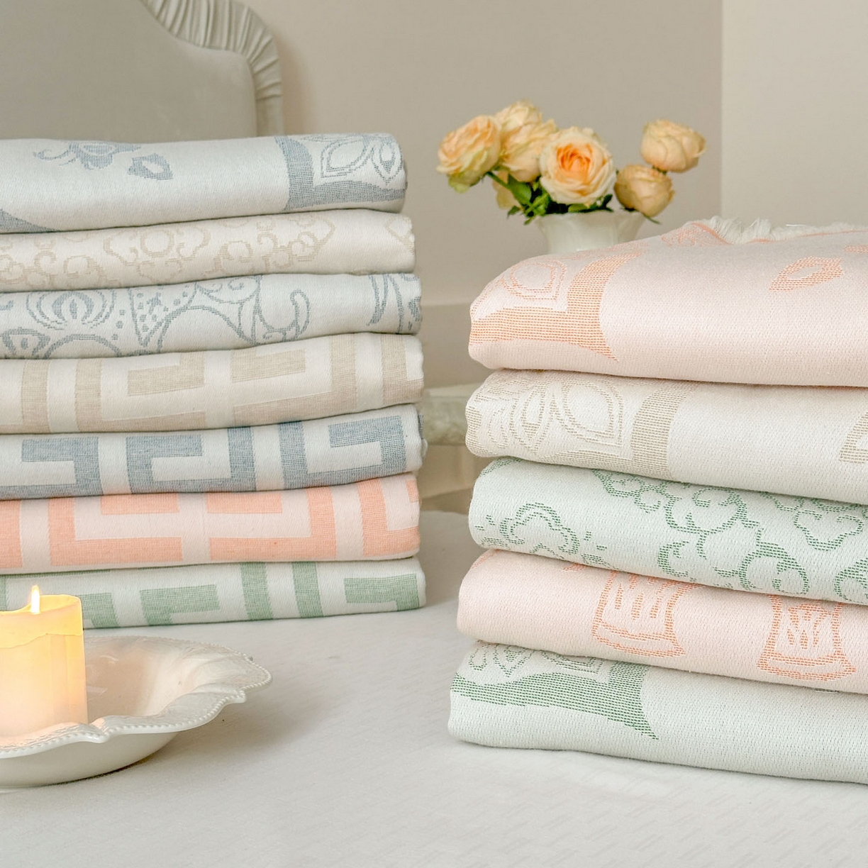 91家纺网 家纺一手货源 找家纺 朴尔家纺-毛巾被 2026新款长绒棉100s贡缎丝光棉纯棉流苏纱布毛巾被三件套 组合图