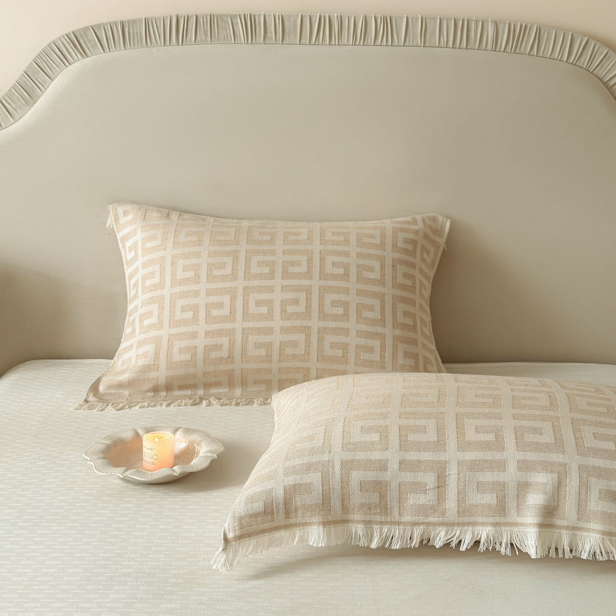 91家纺网 家纺一手货源 找家纺 朴尔家纺-毛巾被 2026新款长绒棉100s贡缎丝光棉纯棉流苏纱布枕巾 巴宝方格-驼