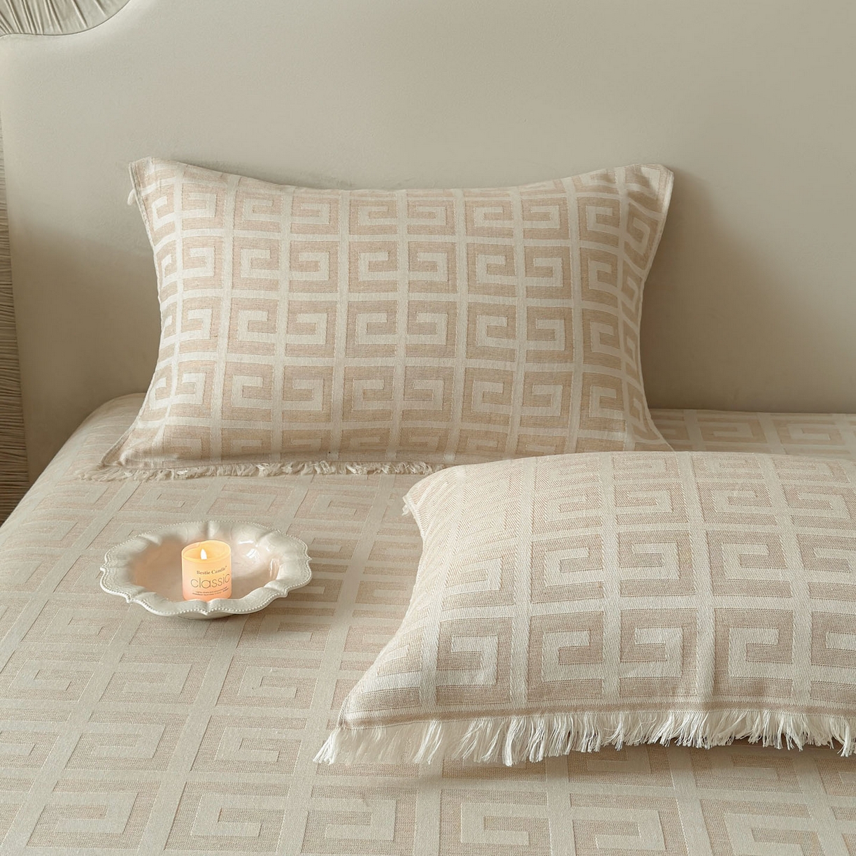 91家纺网 家纺一手货源 找家纺 朴尔家纺-毛巾被 2026新款长绒棉100s贡缎丝光棉纯棉流苏纱布枕巾 巴宝方格-驼