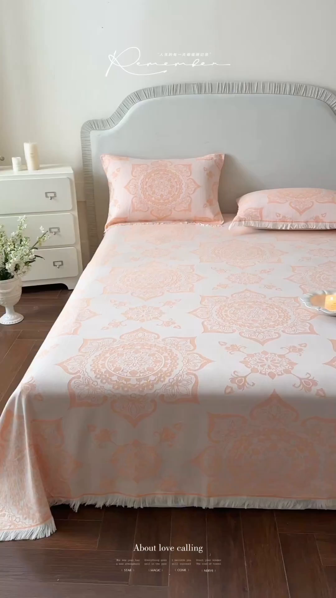 91家纺网 家纺一手货源 找家纺 朴尔家纺-毛巾被 2026新款长绒棉100s贡缎丝光棉纯棉流苏纱布枕巾 优雅欧纹-橙粉