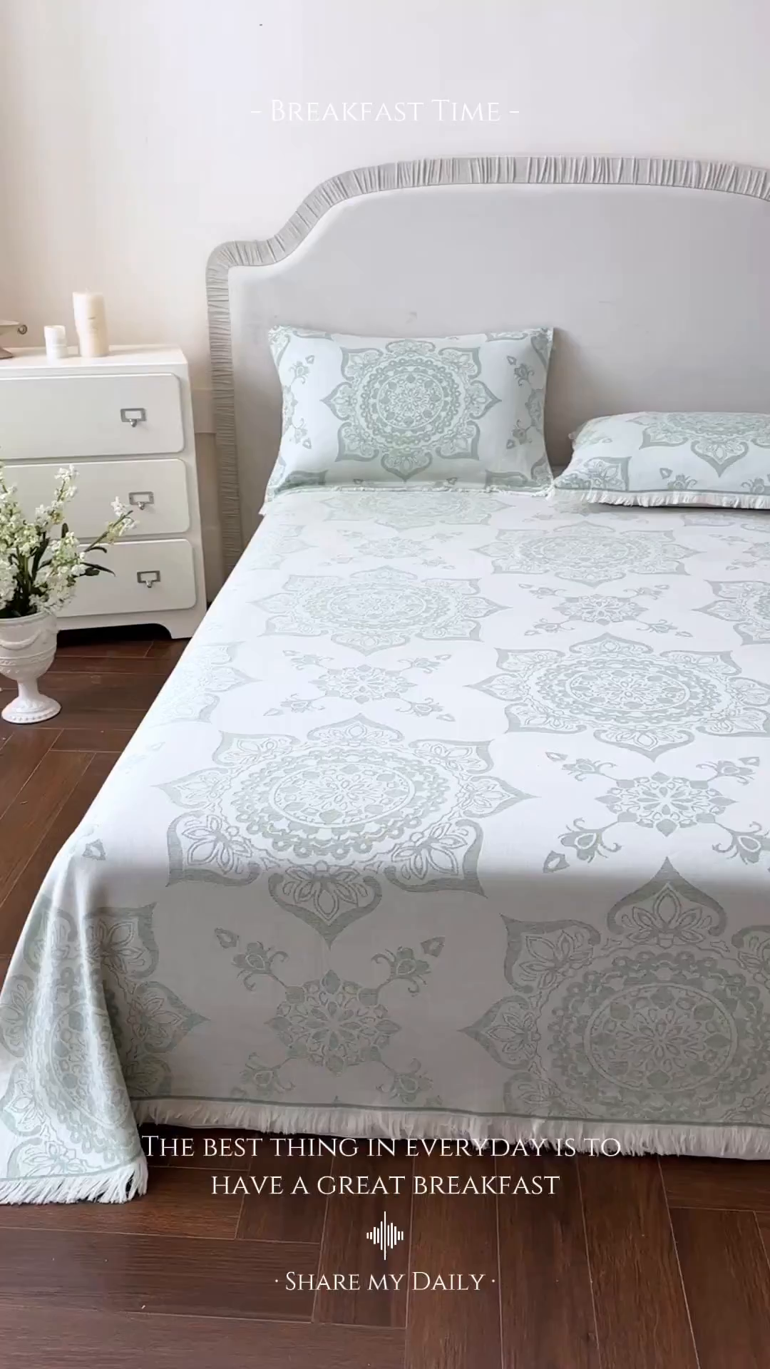 91家纺网 家纺一手货源 找家纺 朴尔家纺-毛巾被 2026新款长绒棉100s贡缎丝光棉纯棉流苏纱布枕巾 优雅欧纹-绿