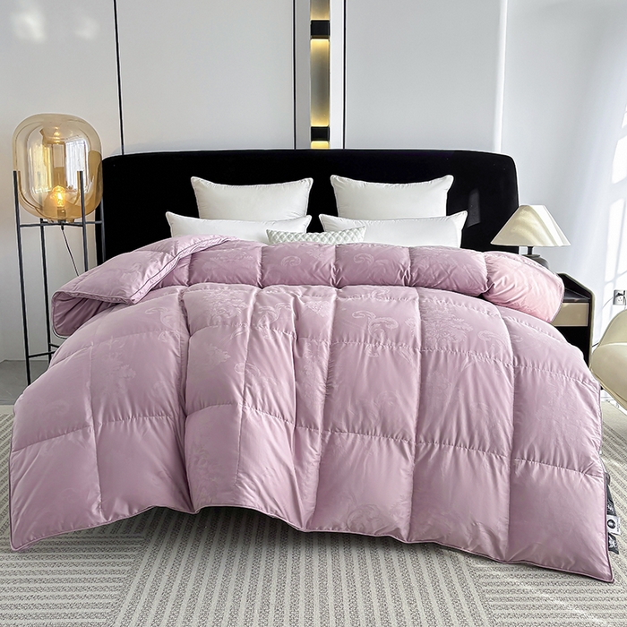 91家纺网 家纺一手货源 找家纺 全棉双层大提花羽绒被壳自充绒内胆套半成品提花被套专用被罩自制紫色