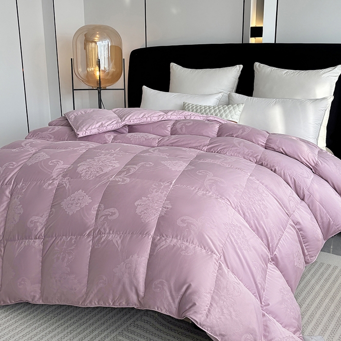 91家纺网 家纺一手货源 找家纺 全棉双层大提花羽绒被壳自充绒内胆套半成品提花被套专用被罩自制紫色