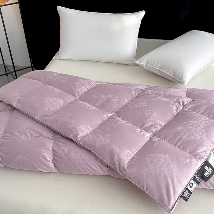 91家纺网 家纺一手货源 找家纺 全棉双层大提花羽绒被壳自充绒内胆套半成品提花被套专用被罩自制紫色
