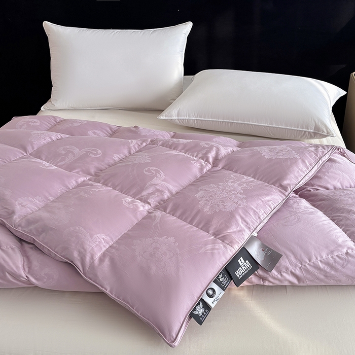 91家纺网 家纺一手货源 找家纺 全棉双层大提花羽绒被壳自充绒内胆套半成品提花被套专用被罩自制紫色
