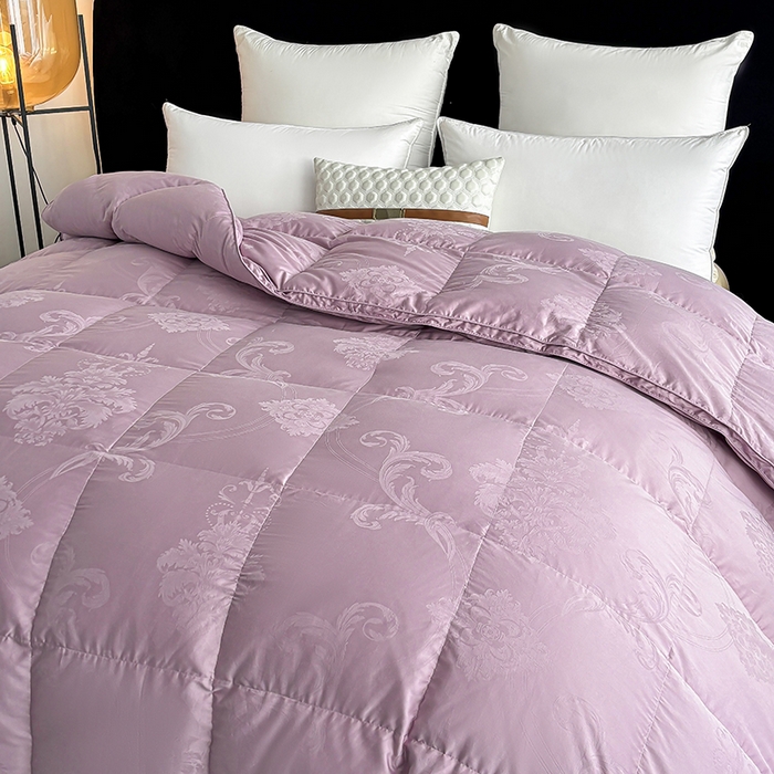 91家纺网 家纺一手货源 找家纺 全棉双层大提花羽绒被壳自充绒内胆套半成品提花被套专用被罩自制紫色