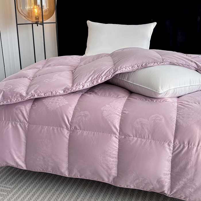 91家纺网 家纺一手货源 找家纺 全棉双层大提花羽绒被壳自充绒内胆套半成品提花被套专用被罩自制紫色