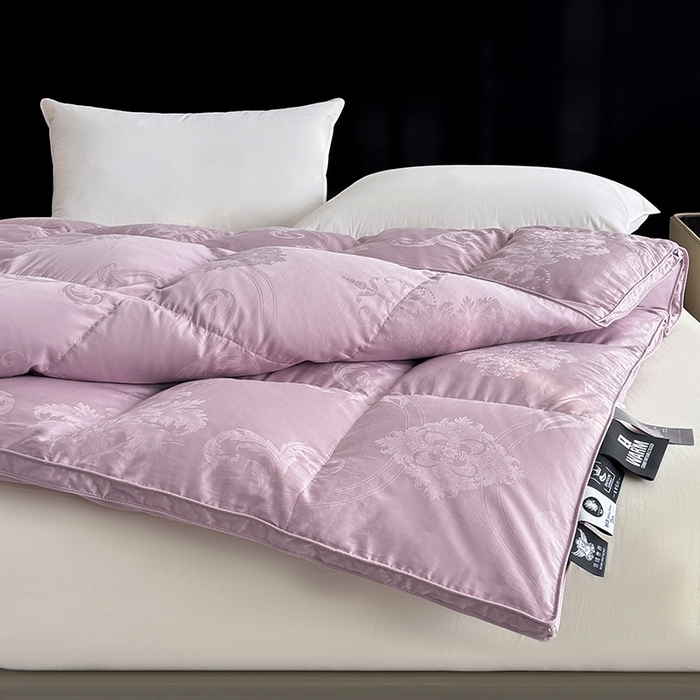 91家纺网 家纺一手货源 找家纺 全棉双层大提花羽绒被壳自充绒内胆套半成品提花被套专用被罩自制紫色
