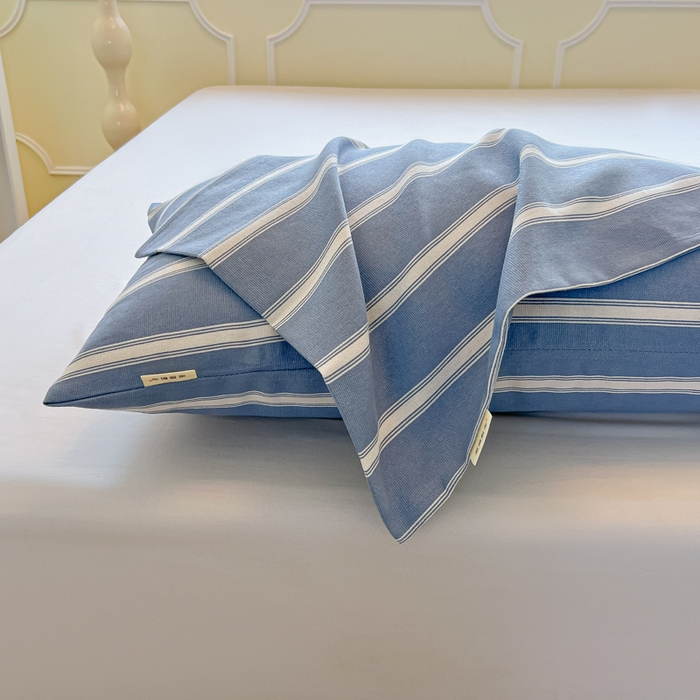 91家纺网 家纺一手货源 找家纺 爱彼家纺 2026新款升级细沙亲肤舒适原棉老粗布床单席子凉席 蓝白条