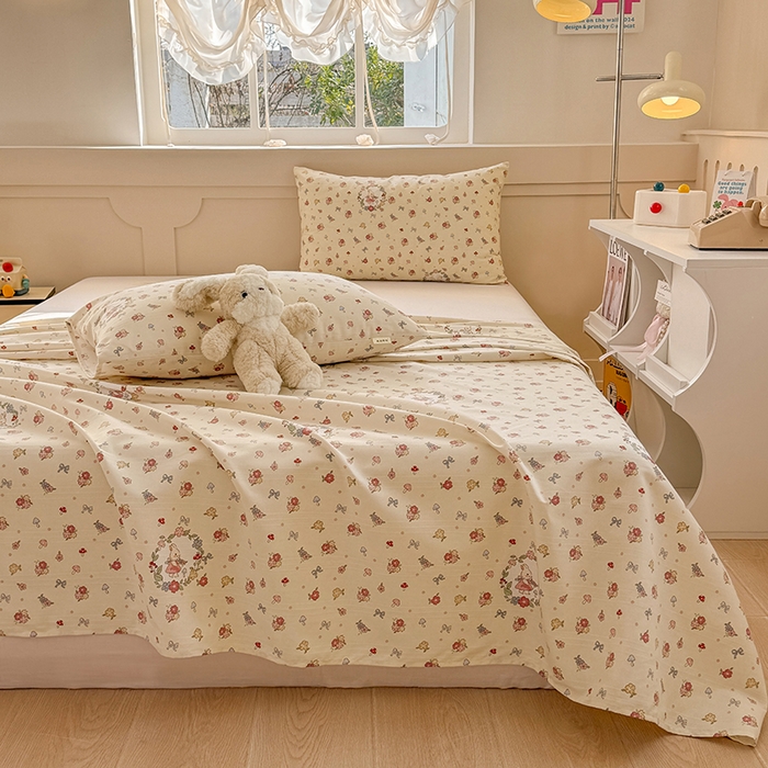 91家纺网 家纺一手货源 找家纺 爱彼家纺 2026新款升级细沙亲肤舒适原棉老粗布床单席子凉席 白朵花园