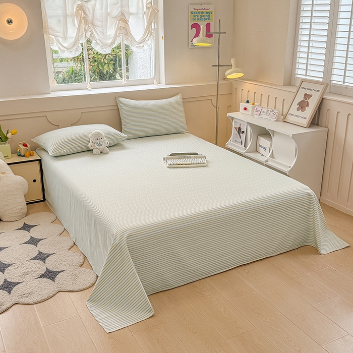 91家纺网 家纺一手货源 找家纺 爱彼家纺 2026新款升级细沙亲肤舒适原棉老粗布床单席子凉席 北望