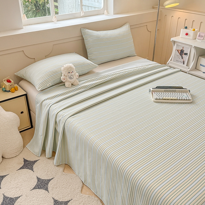 91家纺网 家纺一手货源 找家纺 爱彼家纺 2026新款升级细沙亲肤舒适原棉老粗布床单席子凉席 北望