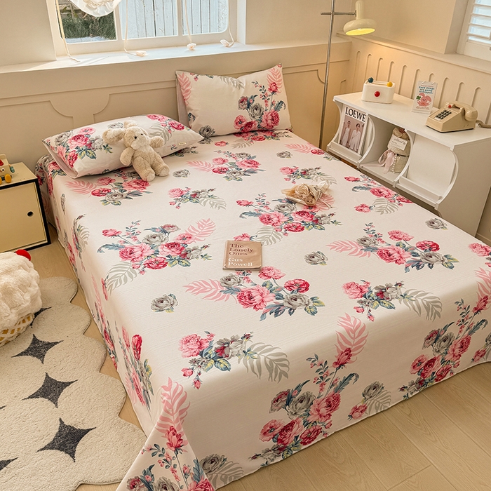 91家纺网 家纺一手货源 找家纺 爱彼家纺 2026新款升级细沙亲肤舒适原棉老粗布床单席子凉席 灿烂时光