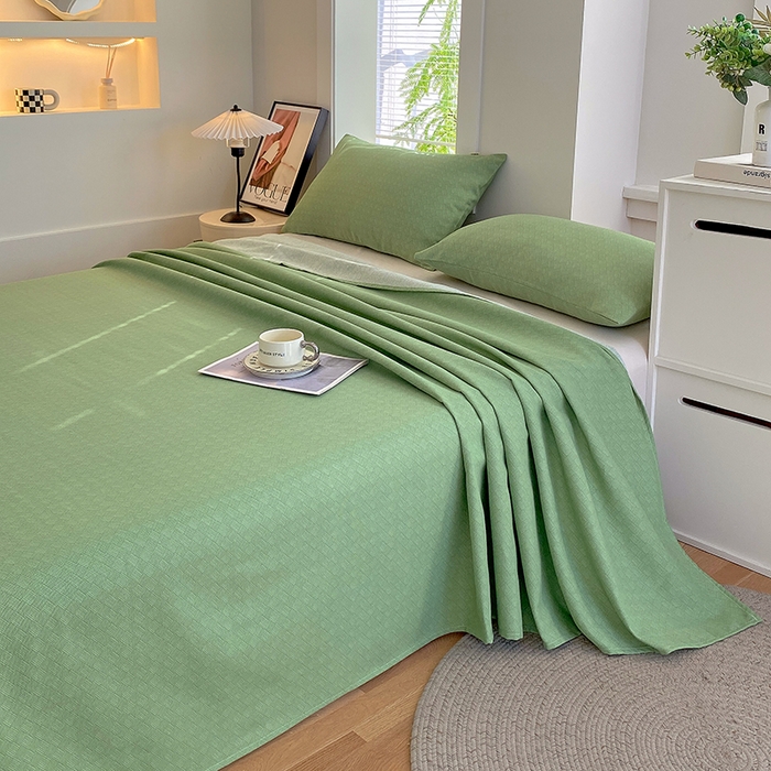 91家纺网 家纺一手货源 找家纺 爱彼家纺 2026新款升级细沙亲肤舒适原棉老粗布床单席子凉席 橄榄绿