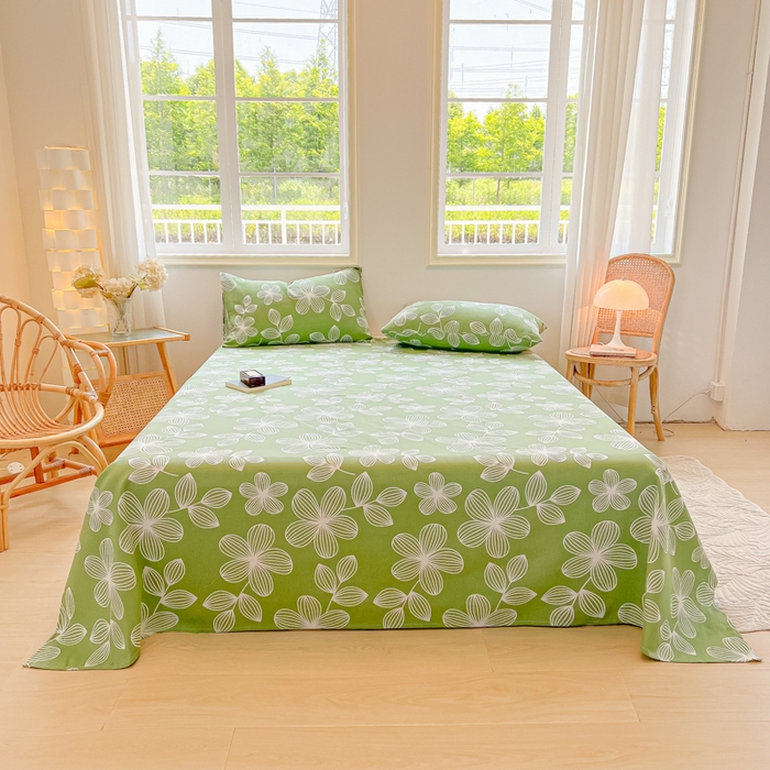 91家纺网 家纺一手货源 找家纺 爱彼家纺 2026新款升级细沙亲肤舒适原棉老粗布床单席子凉席 花清舞绿