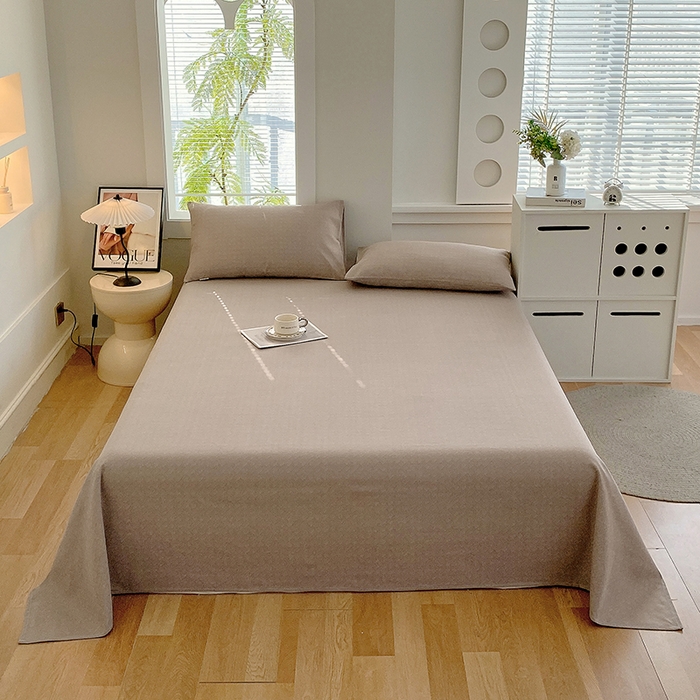 91家纺网 家纺一手货源 找家纺 爱彼家纺 2026新款升级细沙亲肤舒适原棉老粗布床单席子凉席 卡其