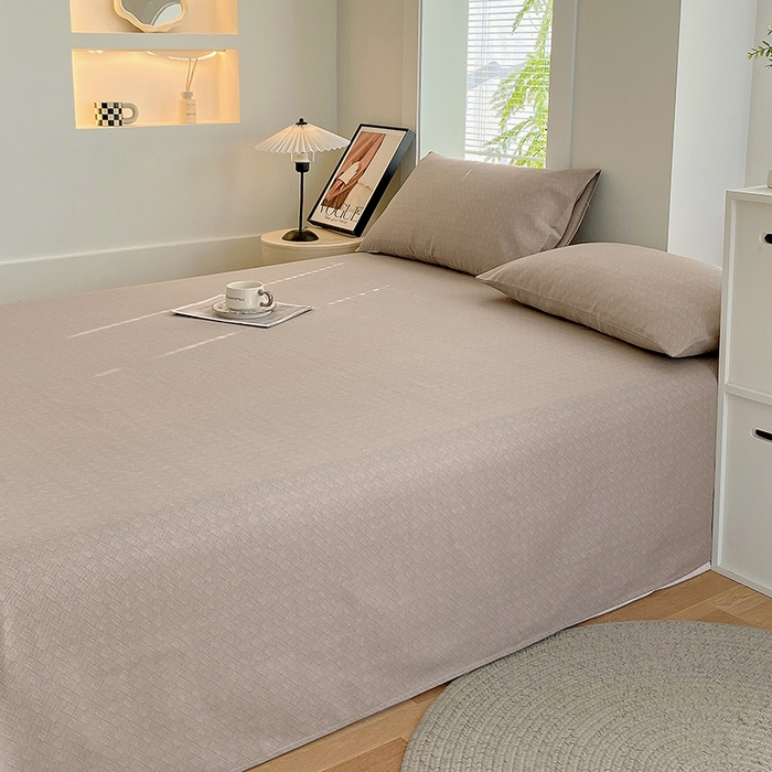 91家纺网 家纺一手货源 找家纺 爱彼家纺 2026新款升级细沙亲肤舒适原棉老粗布床单席子凉席 卡其