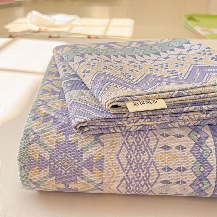 91家纺网 家纺一手货源 找家纺 爱彼家纺 2026新款升级细沙亲肤舒适原棉老粗布床单席子凉席 向往米兰条