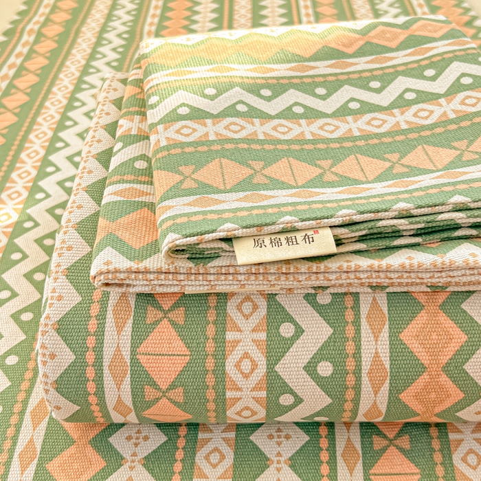 91家纺网 家纺一手货源 找家纺 爱彼家纺 2026新款升级细沙亲肤舒适原棉老粗布床单席子凉席 向往条绿