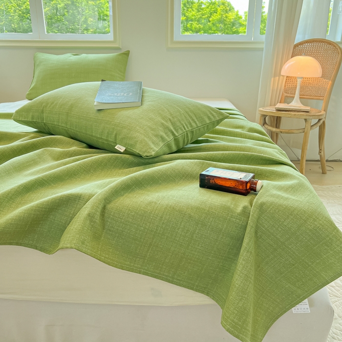 91家纺网 家纺一手货源 找家纺 爱彼家纺 2026新款升级细沙亲肤舒适原棉老粗布床单席子凉席 新清嫩绿