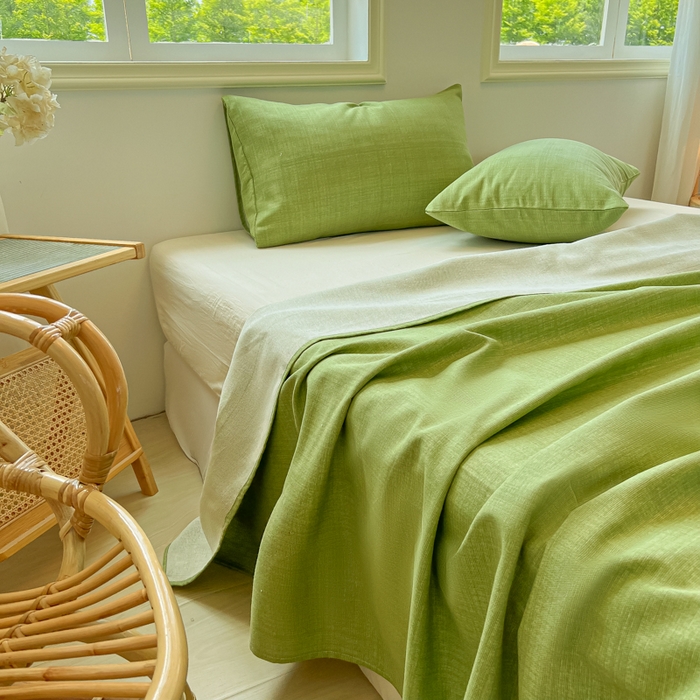 91家纺网 家纺一手货源 找家纺 爱彼家纺 2026新款升级细沙亲肤舒适原棉老粗布床单席子凉席 新清嫩绿