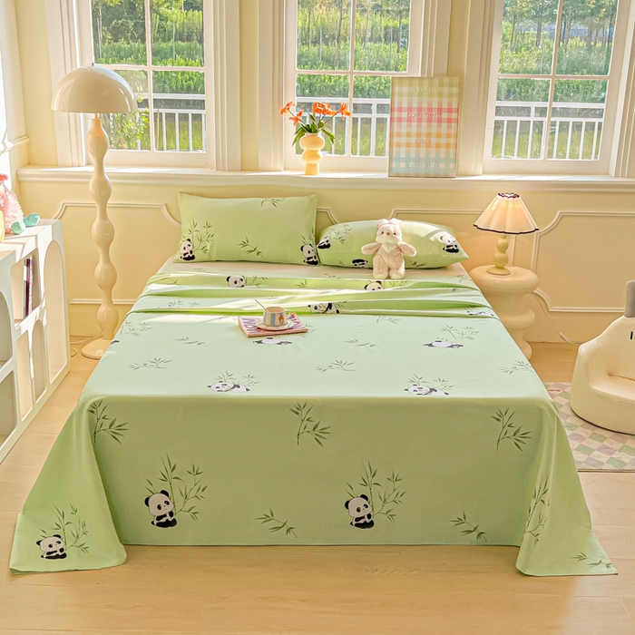 91家纺网 家纺一手货源 找家纺 爱彼家纺 2026新款升级细沙亲肤舒适原棉老粗布床单席子凉席 竹小熊