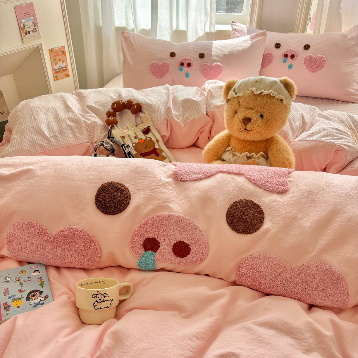 91家纺网 家纺一手货源 找家纺 色鬼 2023新款全棉13372纯棉印花潮牌四件套直播爆款 黑黑英伦