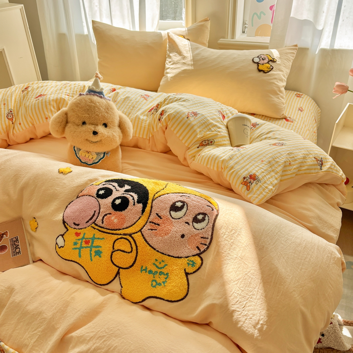 色鬼布艺高端家居主号 2026新款古法毛巾绣四件套 吹泡泡小星