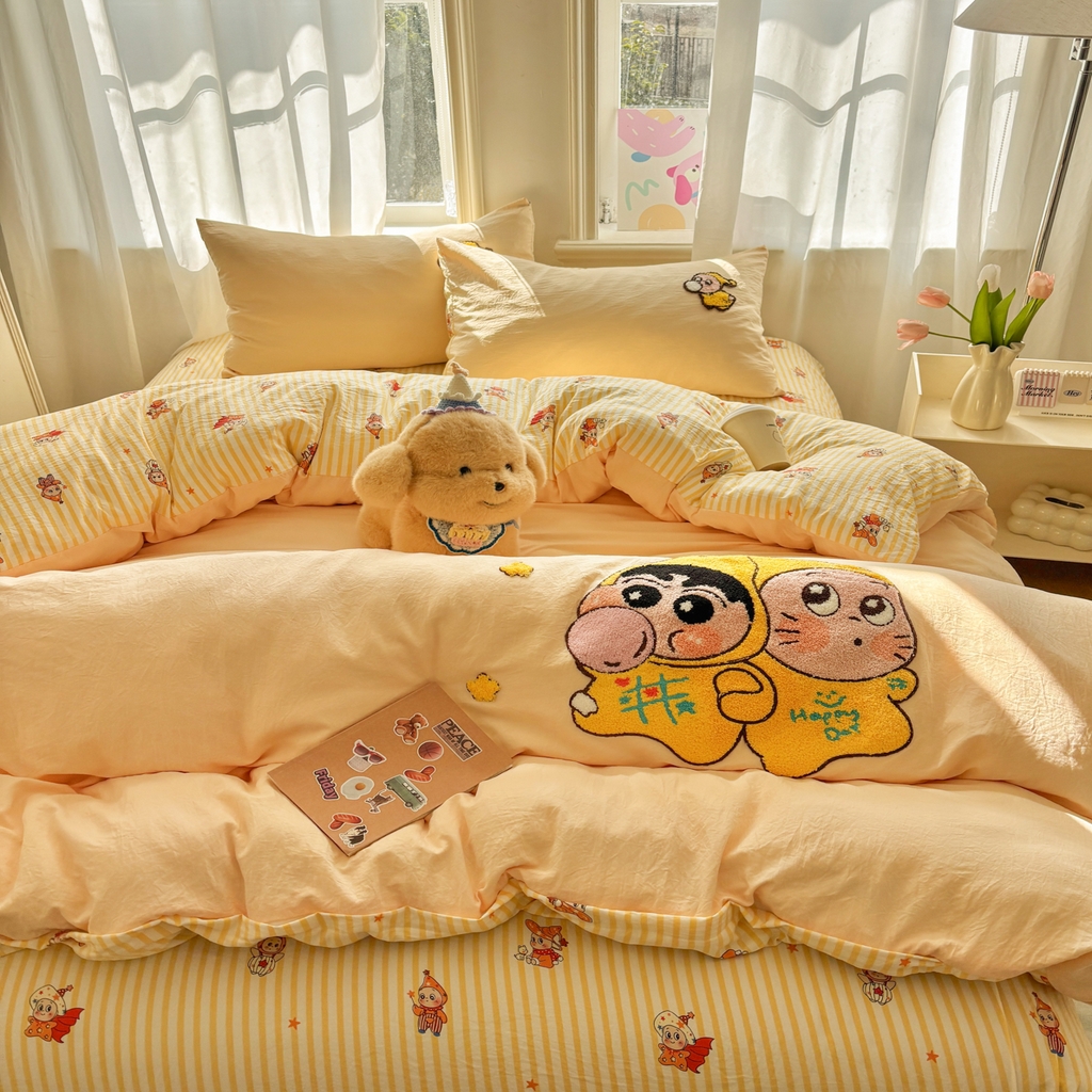 91家纺网 家纺一手货源 找家纺 色鬼布艺高端家居主号 2026新款古法毛巾绣四件套 吹泡泡小星