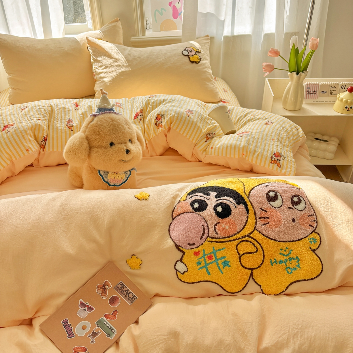 91家纺网 家纺一手货源 找家纺 色鬼布艺高端家居主号 2026新款古法毛巾绣四件套 吹泡泡小星