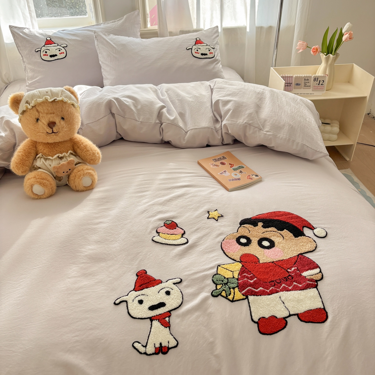 91家纺网 家纺一手货源 找家纺 色鬼布艺高端家居主号 2026新款古法毛巾绣四件套 狗狗小新