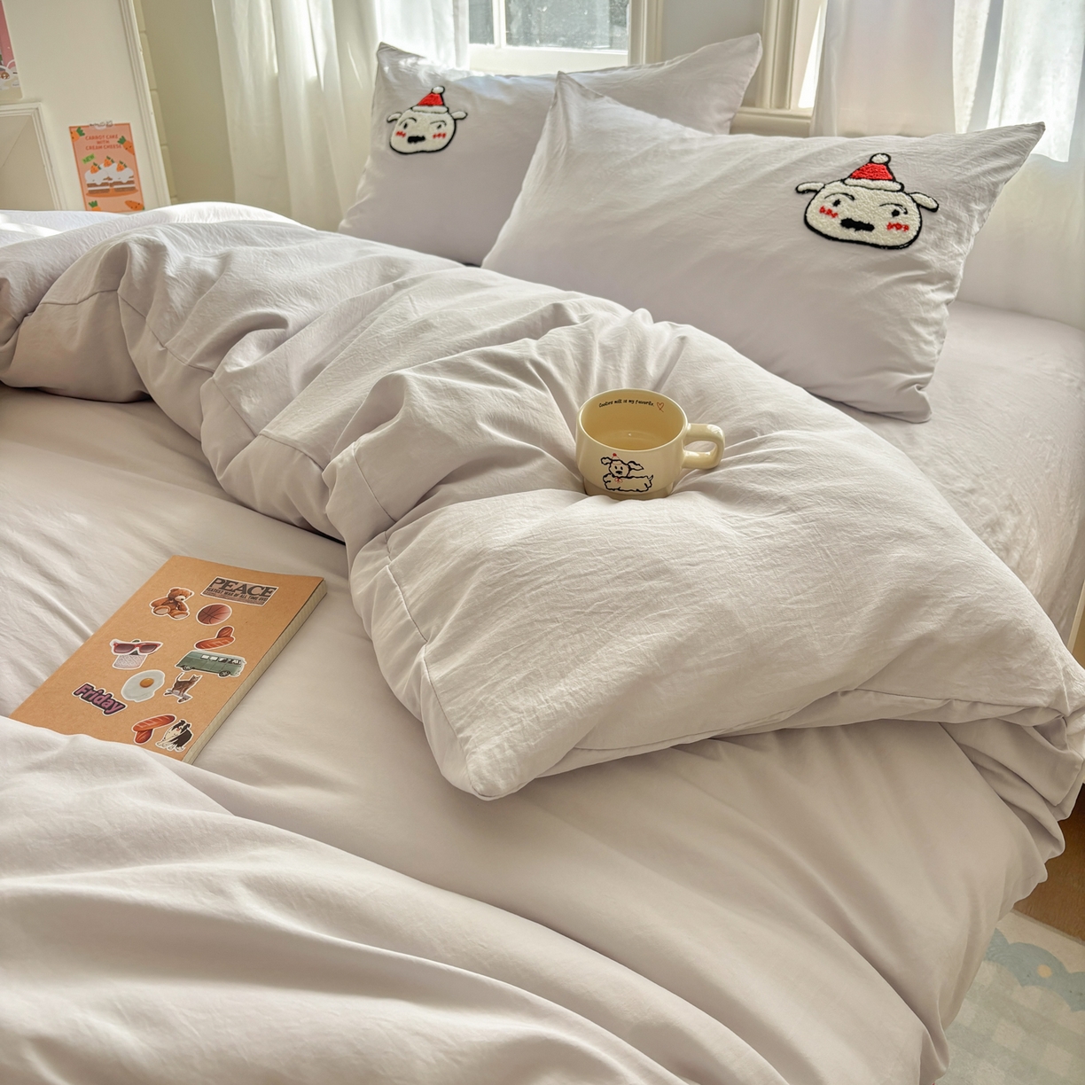 91家纺网 家纺一手货源 找家纺 色鬼布艺高端家居主号 2026新款古法毛巾绣四件套 狗狗小新