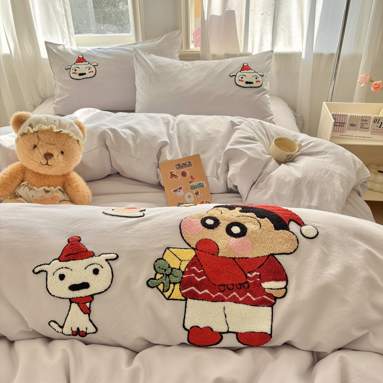 91家纺网 家纺一手货源 找家纺 色鬼布艺高端家居主号 2026新款古法毛巾绣四件套 狗狗小新