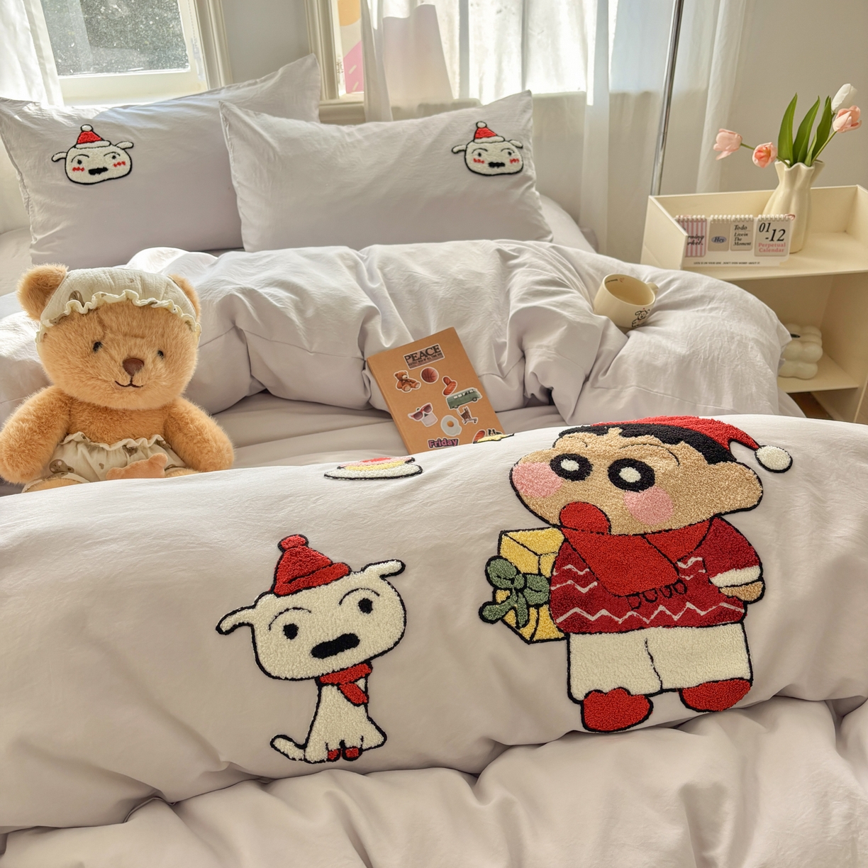 91家纺网 家纺一手货源 找家纺 色鬼布艺高端家居主号 2026新款古法毛巾绣四件套 狗狗小新