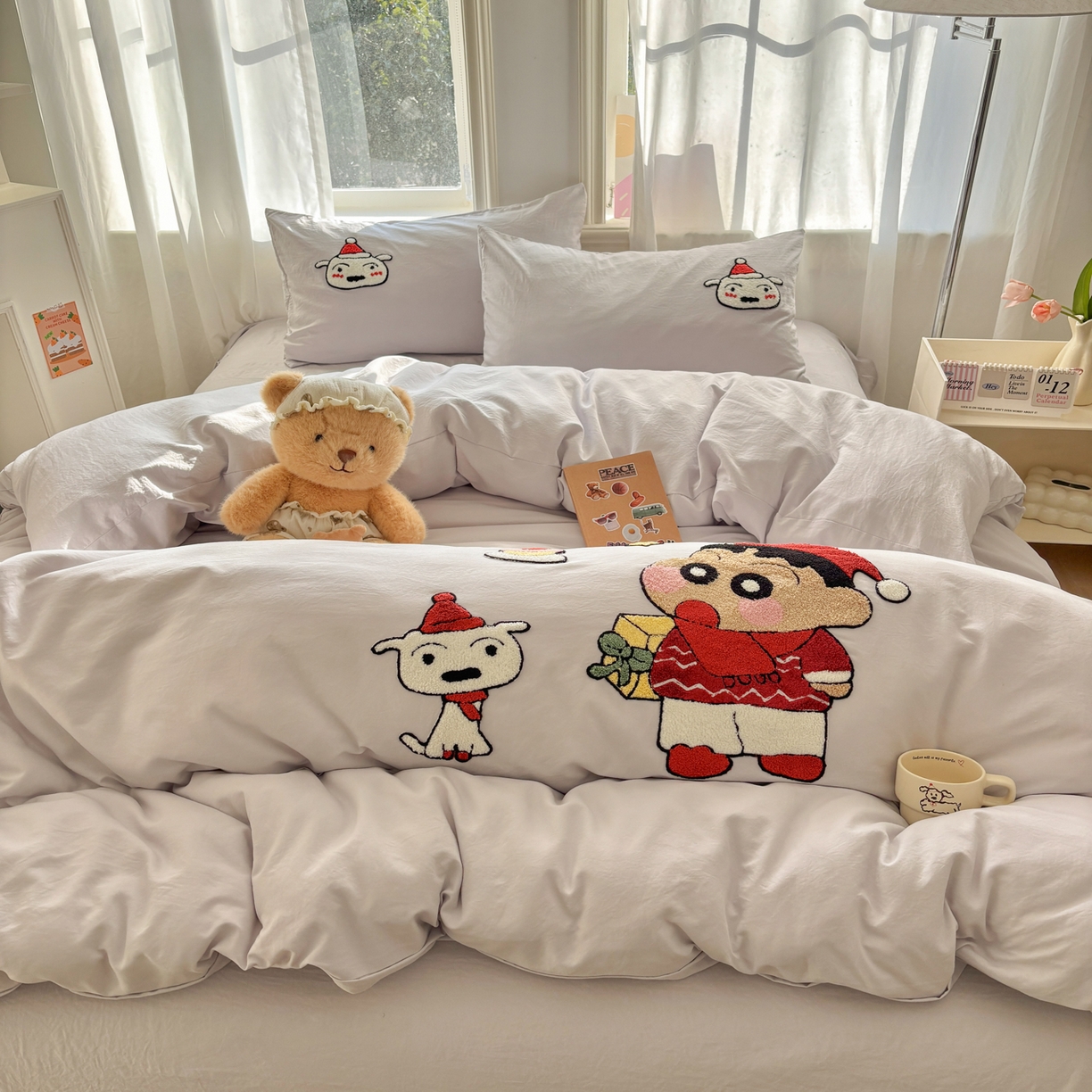 91家纺网 家纺一手货源 找家纺 色鬼布艺高端家居主号 2026新款古法毛巾绣四件套 狗狗小新