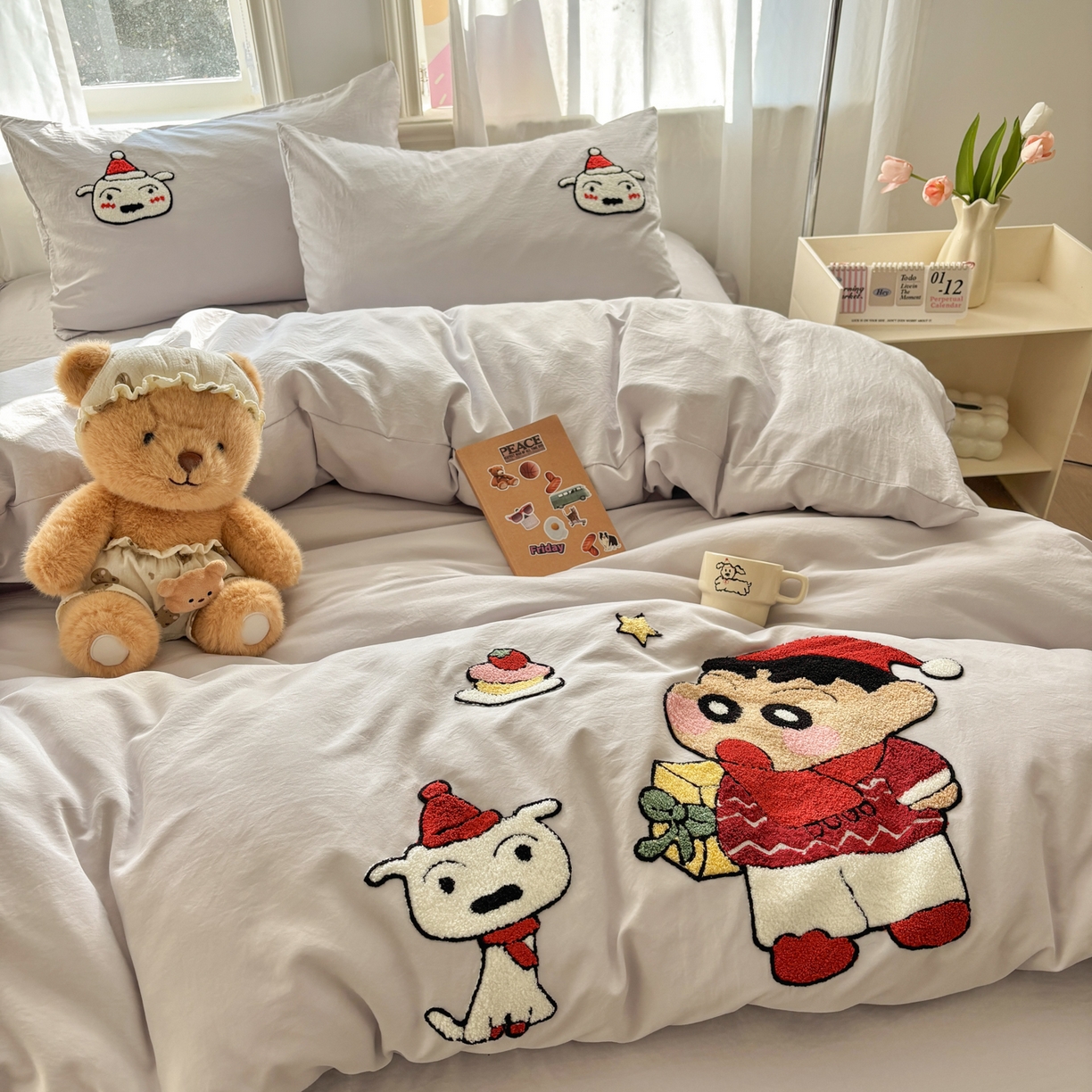 91家纺网 家纺一手货源 找家纺 色鬼布艺高端家居主号 2026新款古法毛巾绣四件套 狗狗小新