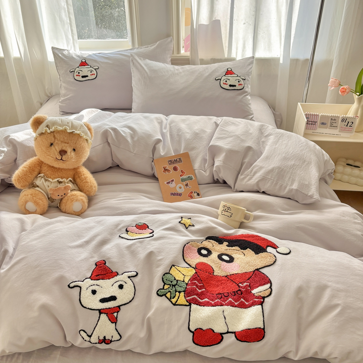 91家纺网 家纺一手货源 找家纺 色鬼布艺高端家居主号 2026新款古法毛巾绣四件套 狗狗小新