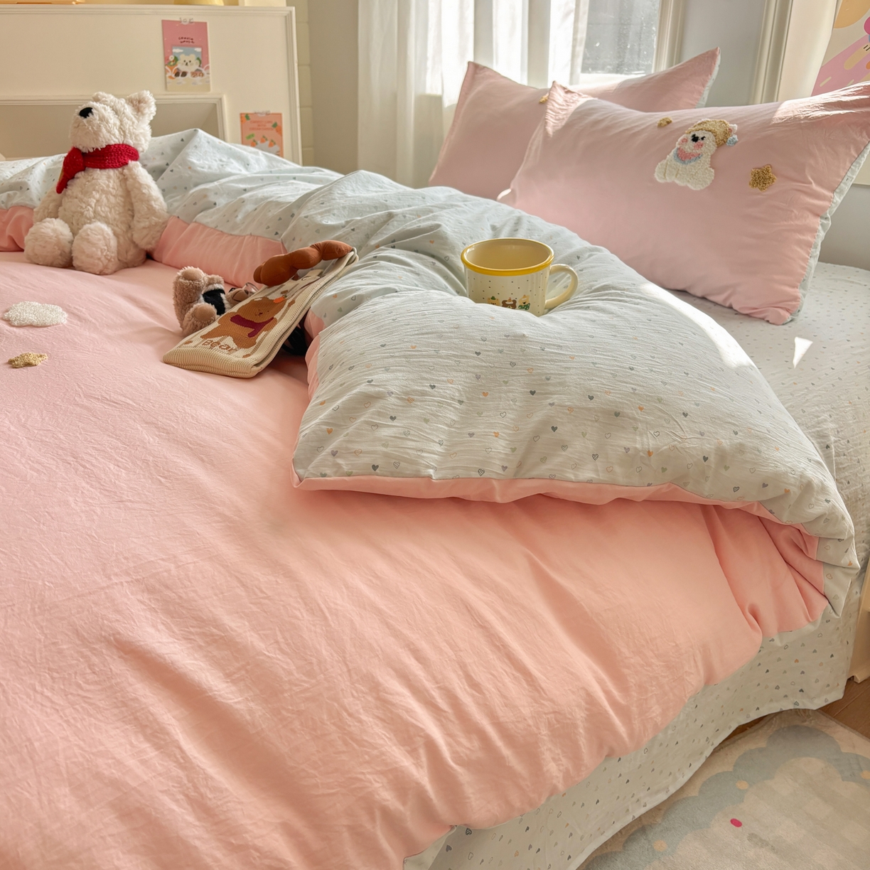 91家纺网 家纺一手货源 找家纺 色鬼布艺高端家居主号 2026新款古法毛巾绣四件套 雪瑞狗-粉