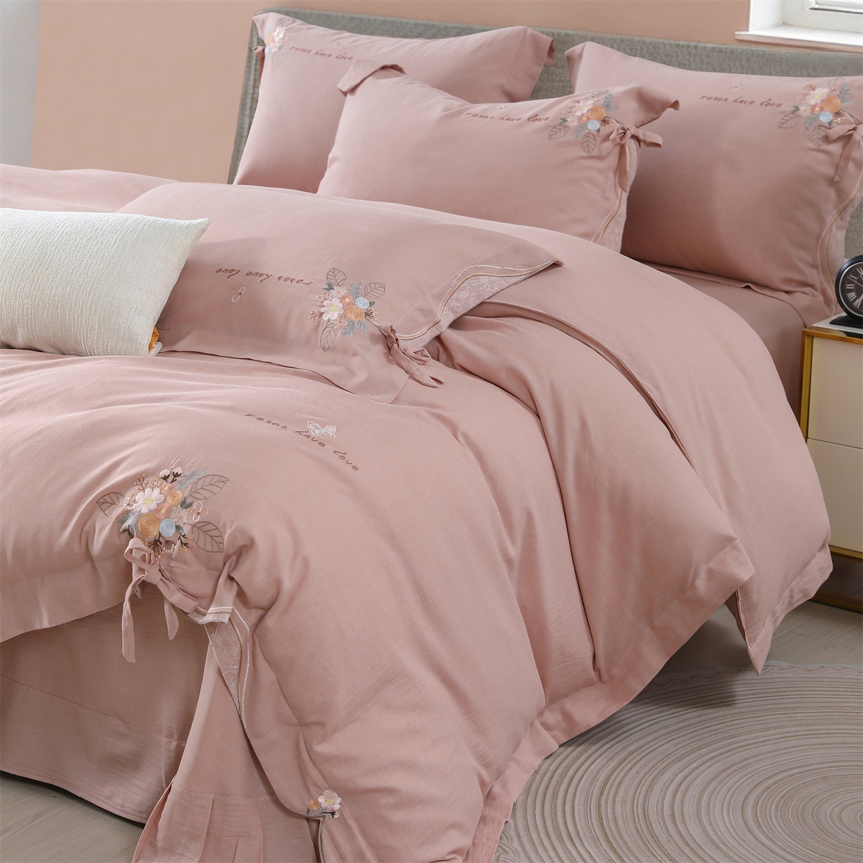 91家纺网 家纺一手货源 找家纺 （总）优姿家纺 2026新款全棉棉麻绣花四件套