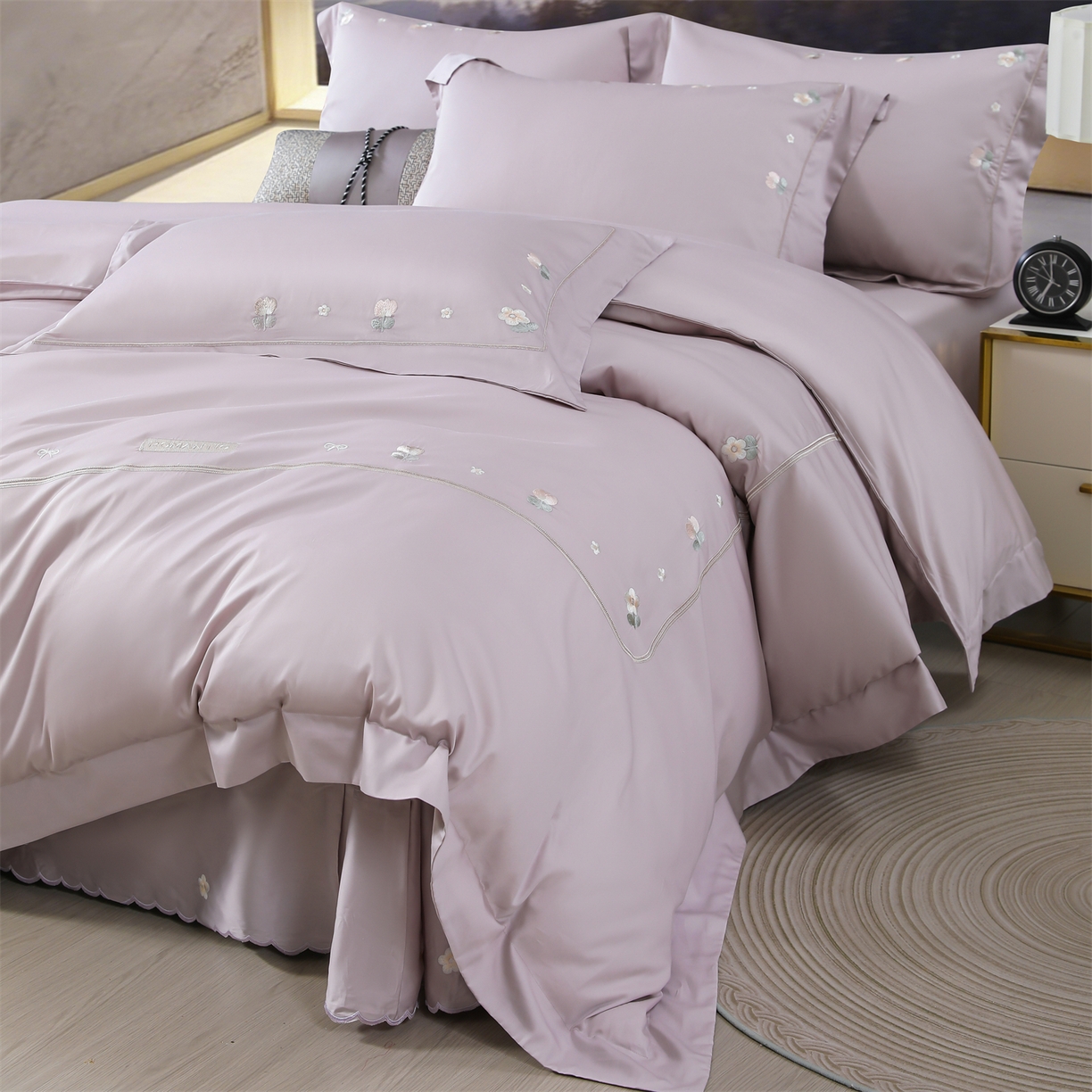 91家纺网 家纺一手货源 找家纺 （总）优姿家纺 2026新款天丝绣花床裙四件套