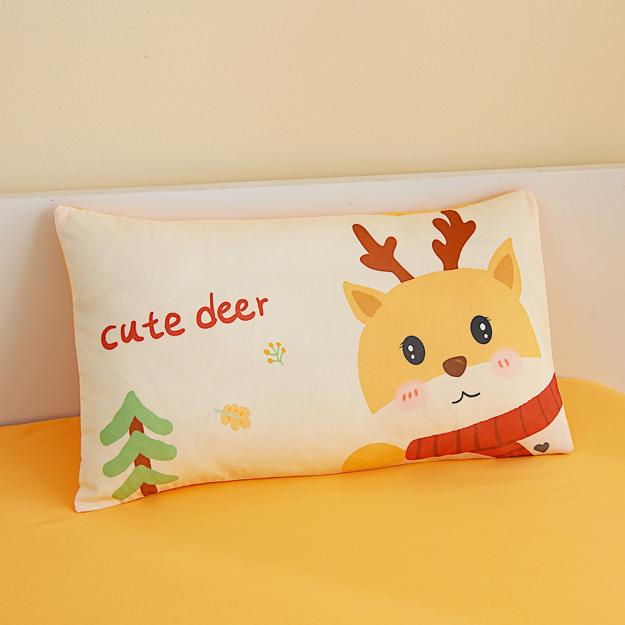 91家纺网 家纺一手货源 找家纺 御棉坊 2026新款A类40S全棉数码印花-萌萌季系列幼儿园儿童套件 萌萌小麋鹿