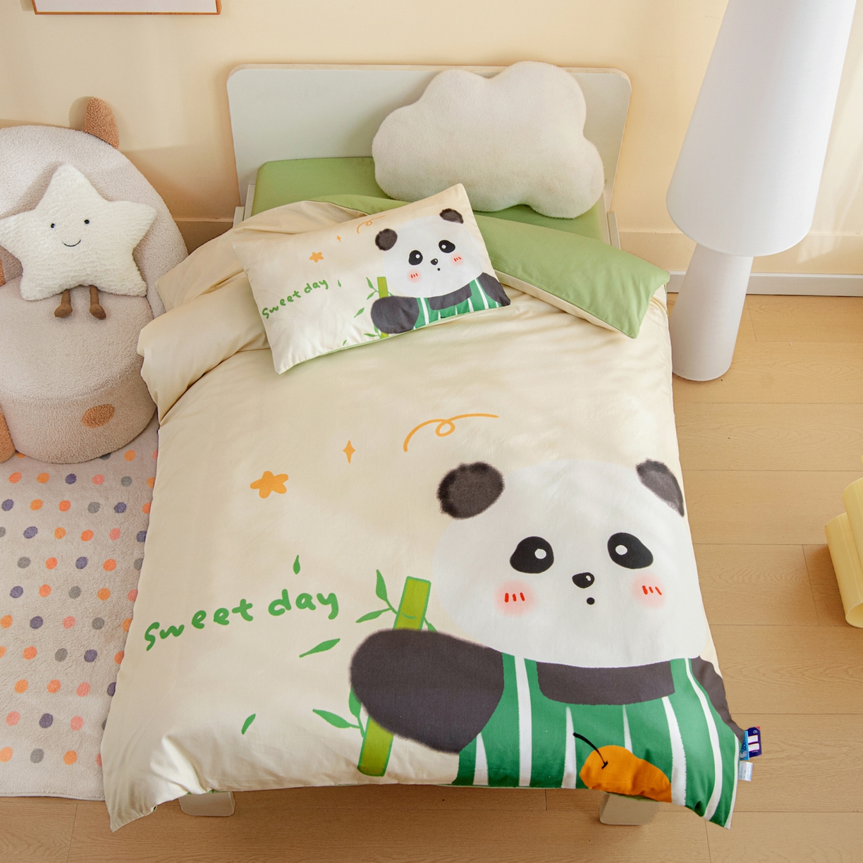 御棉坊 2026新款A类40S全棉数码印花-萌萌季系列幼儿园儿童套件 萌萌熊猫