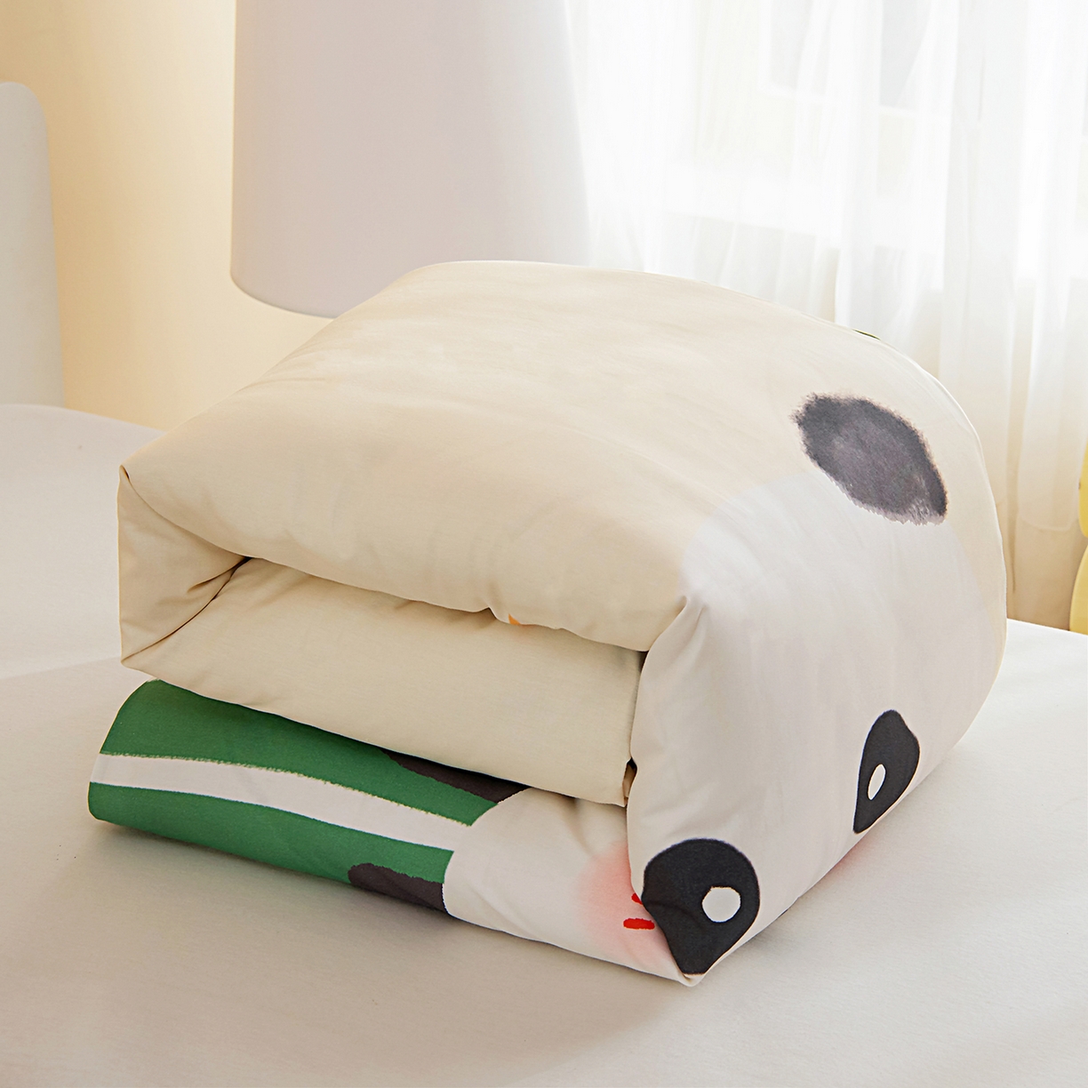 91家纺网 家纺一手货源 找家纺 御棉坊 2026新款A类40S全棉数码印花-萌萌季系列幼儿园儿童套件 萌萌熊猫