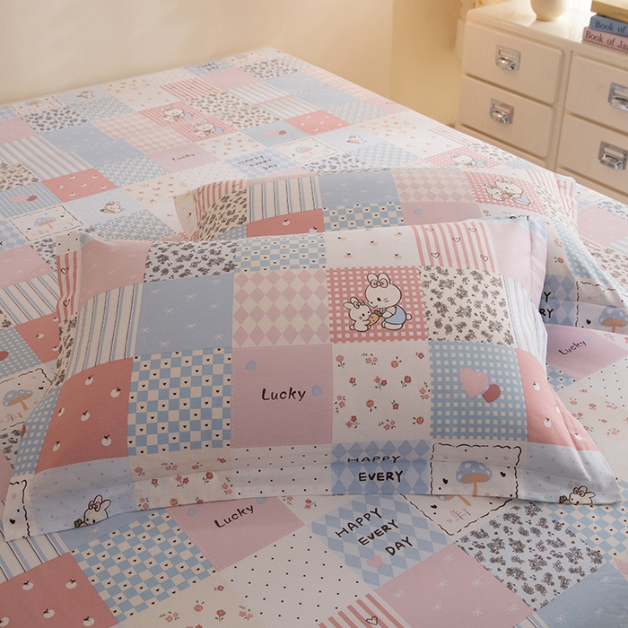 91家纺网 家纺一手货源 找家纺 八十八家纺2025新款全棉12868单品枕套 花点小兔