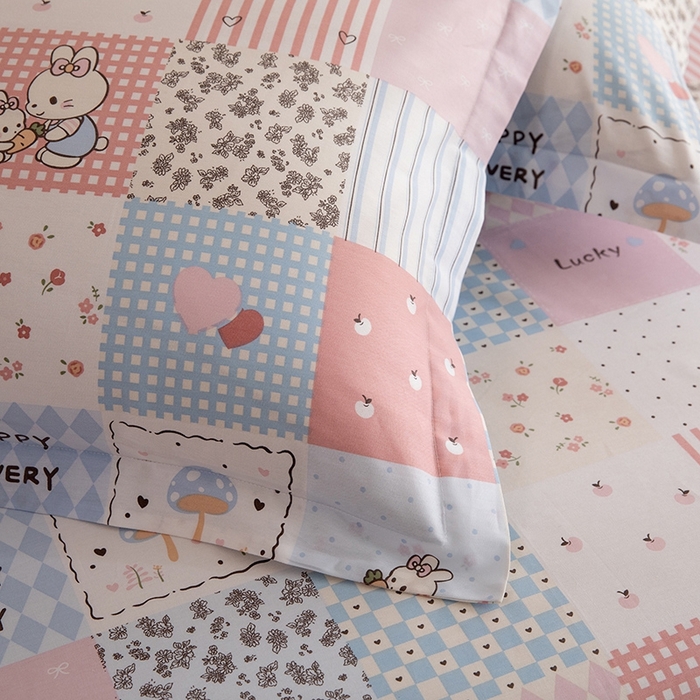 91家纺网 家纺一手货源 找家纺 八十八家纺2025新款全棉12868单品枕套 花点小兔