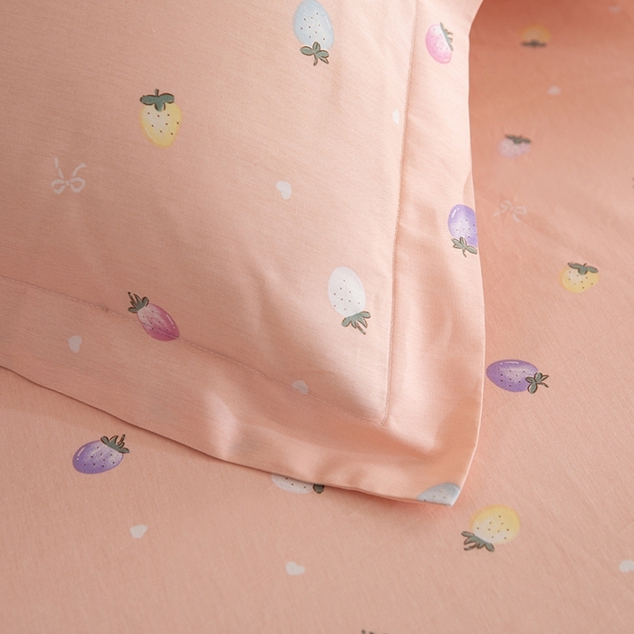 91家纺网 家纺一手货源 找家纺 八十八家纺2025新款全棉12868单品枕套 奶油草莓